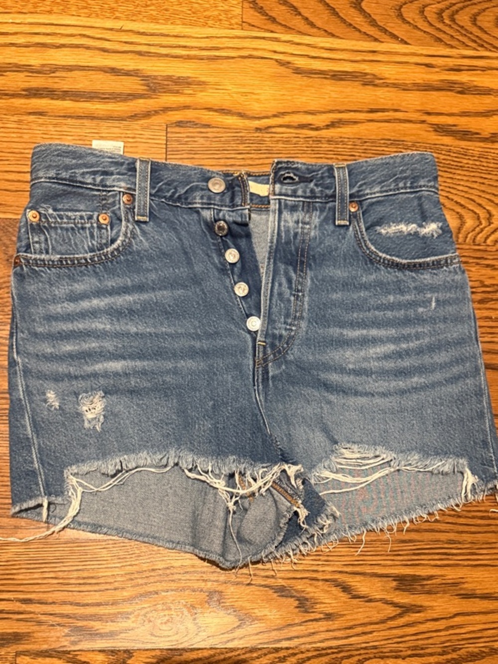 Levi's Blue Distressed Denim Jean Shorts
